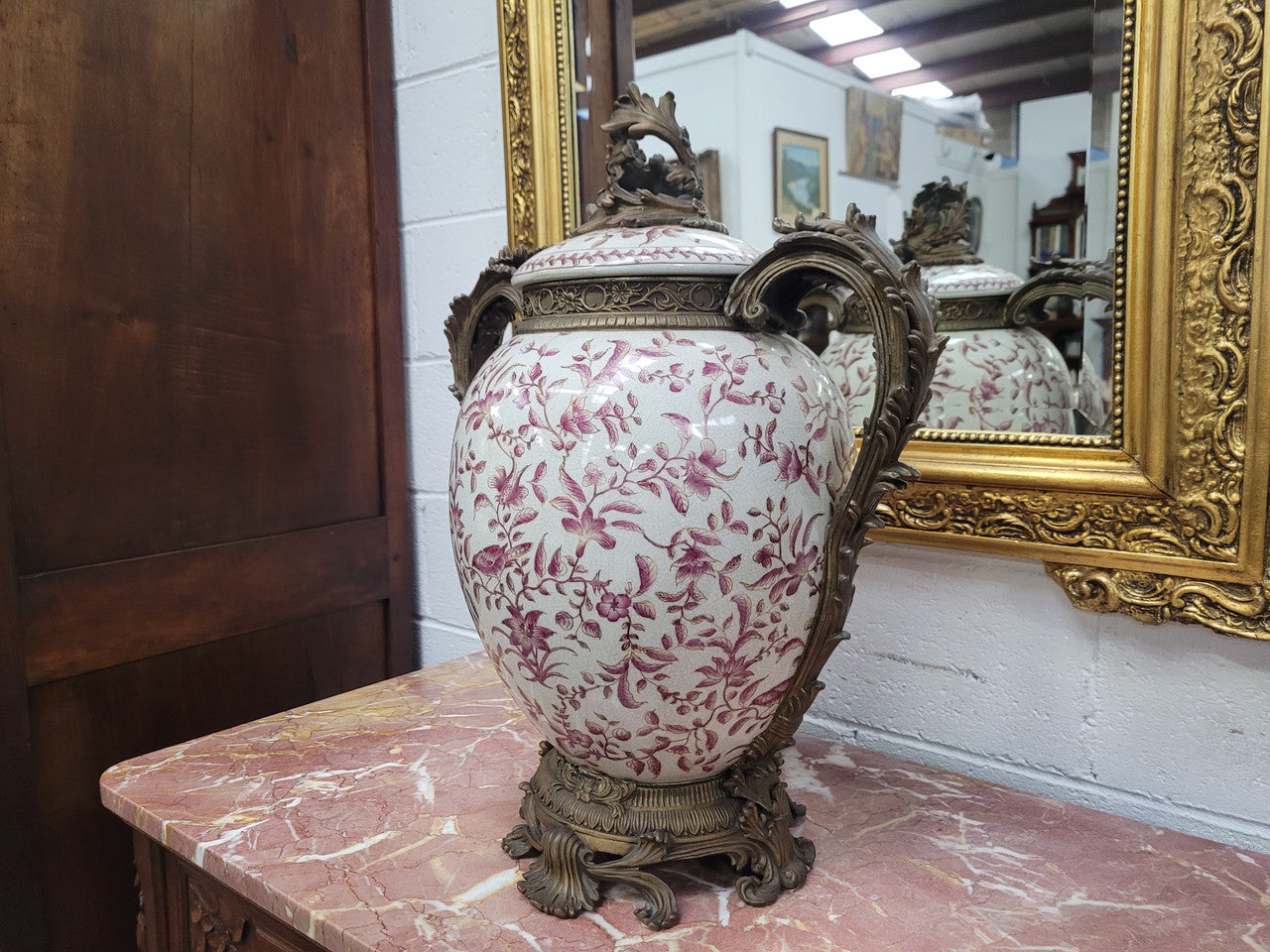Large Attractive Ceramic Ornamental Lidded Jar with Stunning Ormolu Features