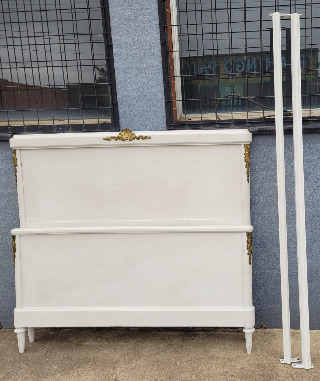 French Louis 16th Style Chalk Painted Queen Size Bed | Antique & Vintage | Moonee Ponds Antiques | Australia Wide