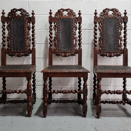 Stunning Set of Six Jacobean Revival Chairs