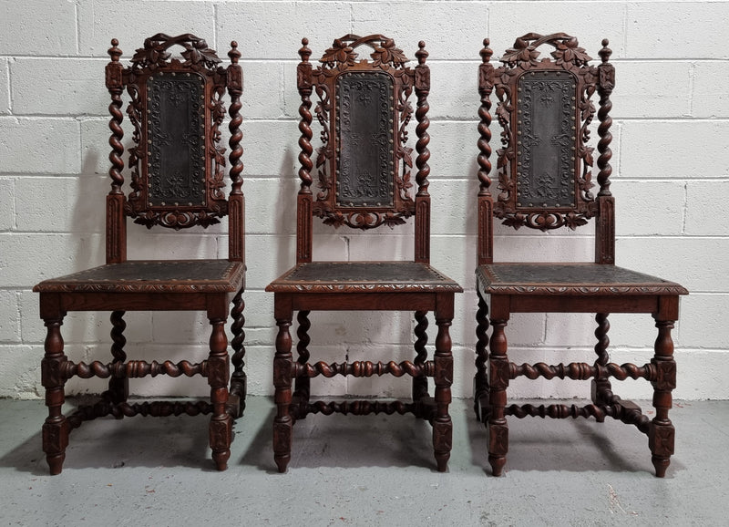 Stunning Set of Six Jacobean Revival Chairs