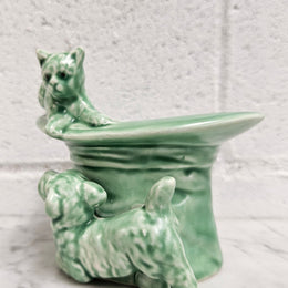 Vintage Sylvac number 1484 green cat and dog playing on top hat. Very cute and in very good condition, no chips or cracks. Please see photos as they form part of the description.