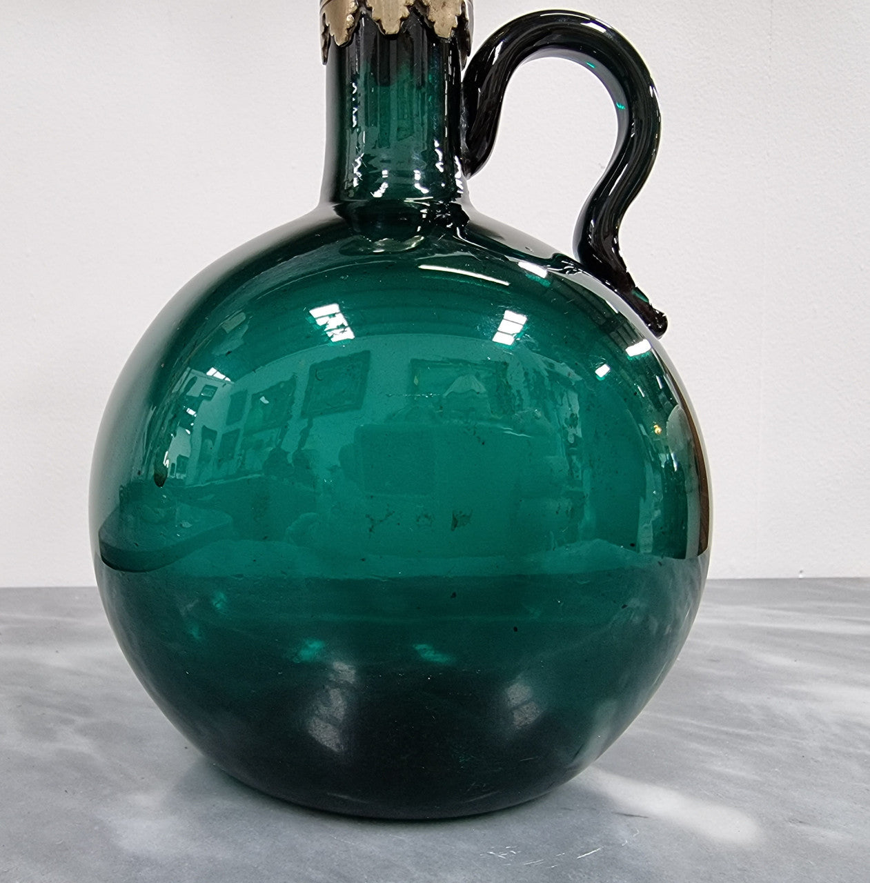 Victorian Hand Blown Green Glass Claret Jug