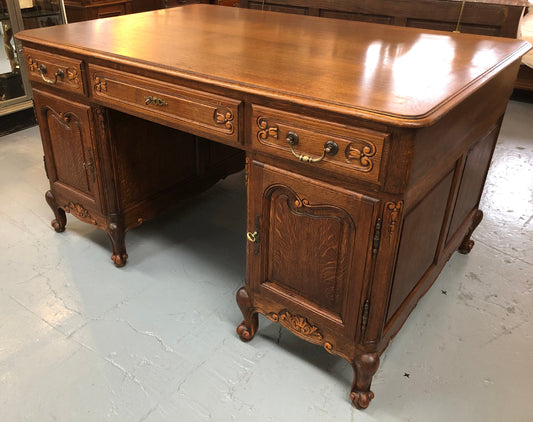 French Oak Louis XV Style Partners Desk