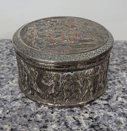Unusual Antique Silver Over Pottery Italian Trinket Box Decorated with Cherubs | Antique & Vintage | Moonee Ponds Antiques | Australia Wide Delivery