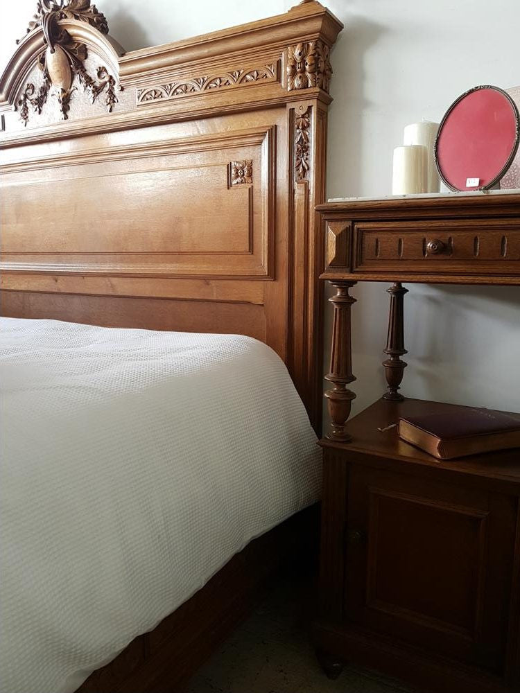 French Henry II Oak Queen Size Bed | Antique & Vintage | Moonee Ponds Antiques | Australia Wide Delivery