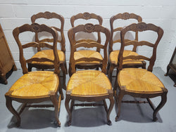 Set of 6 French Louis 15th Style Rush Seated Dining Chairs | Antique & Vintage | Moonee Ponds Antiques | Australia Wide Delivery