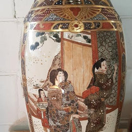 Pair Of Late Victorian Hand Painted Japanese Satsuma Porcelain Vases