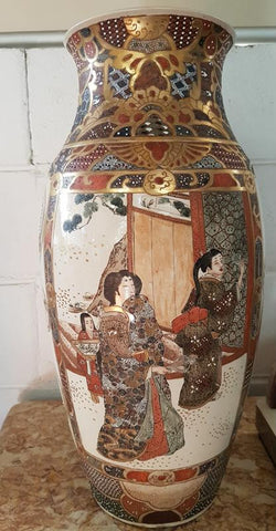 Pair Of Late Victorian Hand Painted Japanese Satsuma Porcelain Vases | Antique & Vintage | Moonee Ponds Antiques | Australia Wide Delivery