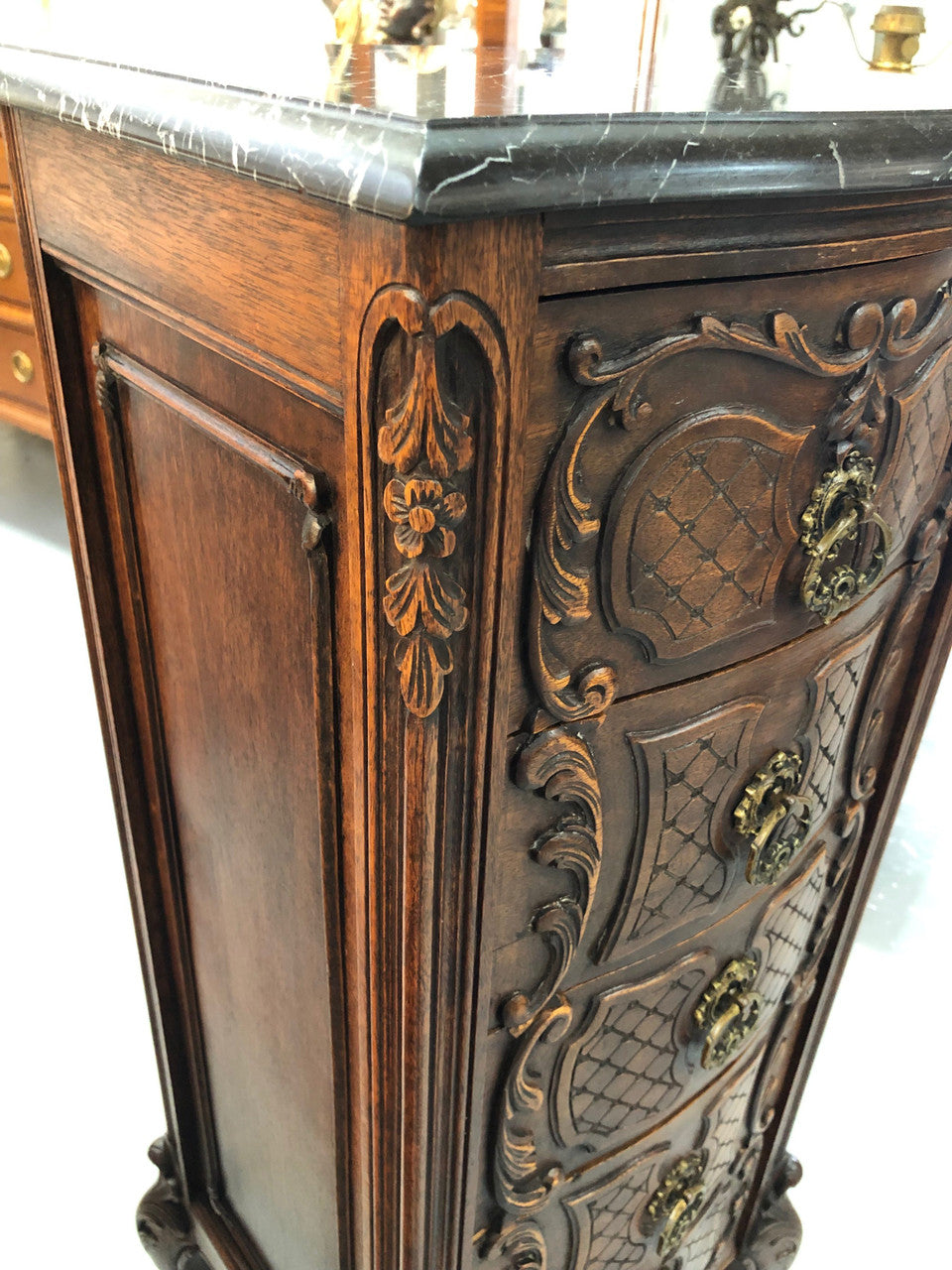 Beautiful Antique Carved Chest Of Five Drawers | Antique & Vintage | Moonee Ponds Antiques | Australia Wide Delivery
