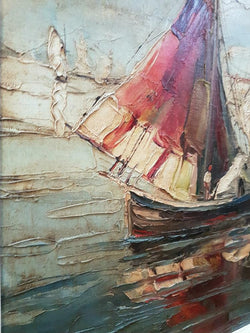 French Painting Of Ships In A Decorative Gilt Frame | Antique & Vintage | Moonee Ponds Antiques | Australia Wide Delivery