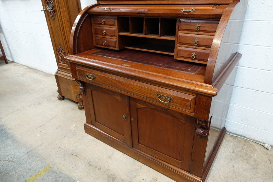 Victorian Antique Cedar Secretaire Bookcase