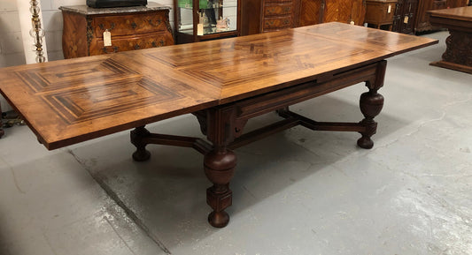 Superb Oak & Walnut 19th Century Parquetry Top Extension Table
