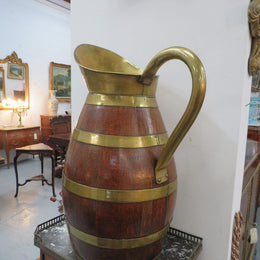 Large French Oak And Brass Banded Measuring Jug