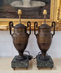 Antique Pair of French Urns on Marble Table\Bedside Lamps | Antique & Vintage | Moonee Ponds Antiques | Australia Wide Delivery