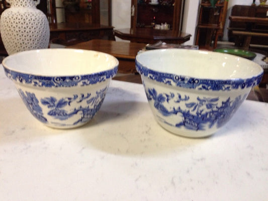Pair Willow Pattern Bowls