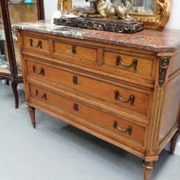 A Fabulous Continental 19th Century Walnut Three Drawer Commode