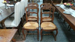 Solid Set Of Ten French Oak Rush Seat Dining Chairs | Antique & Vintage | Moonee Ponds Antiques | Australia Wide Delivery