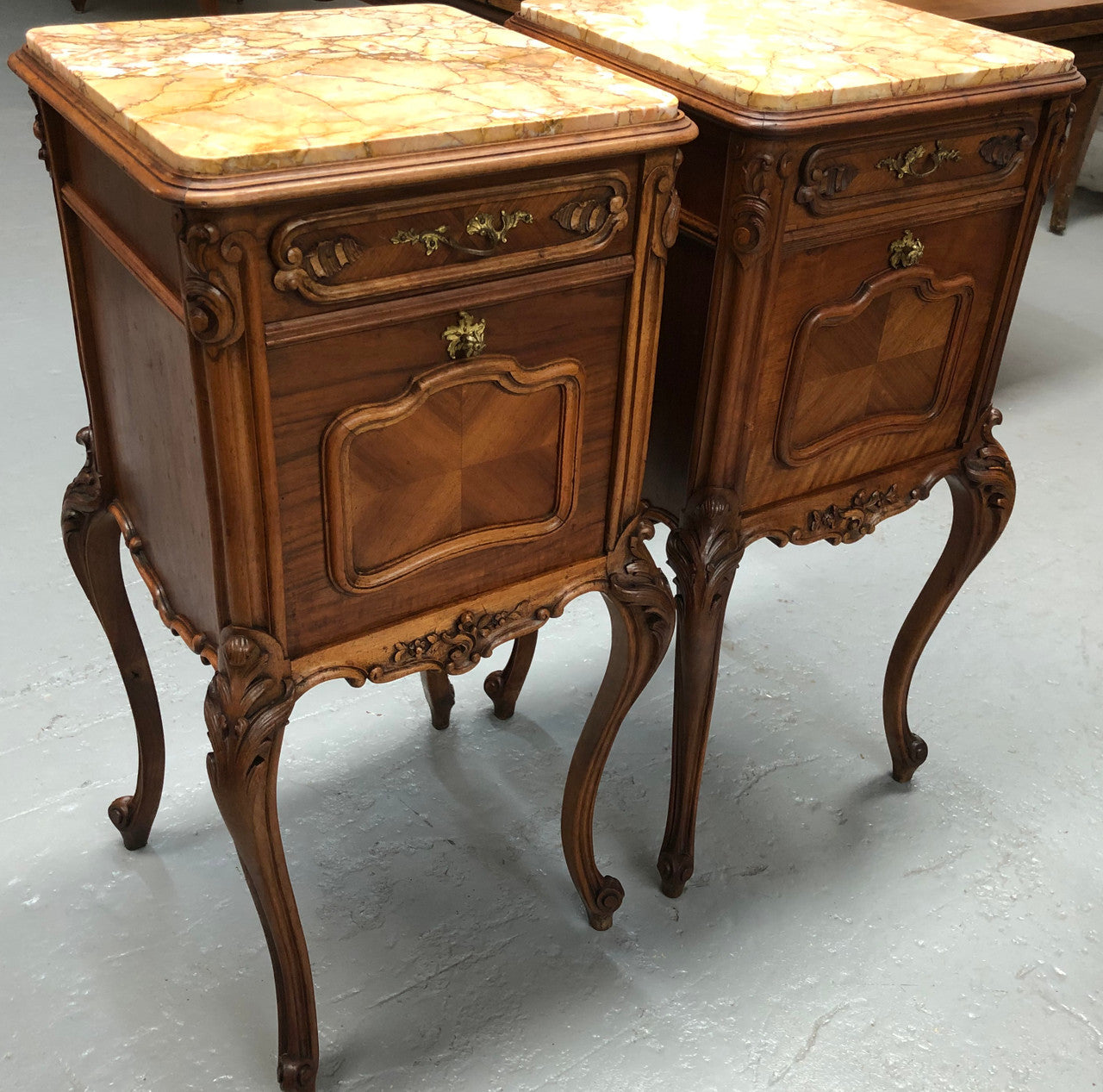 Beautiful Pair Of French Carved Bedside Cabinets
