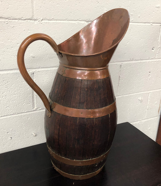 French Oak coopered with copper large jug. In good original condition.