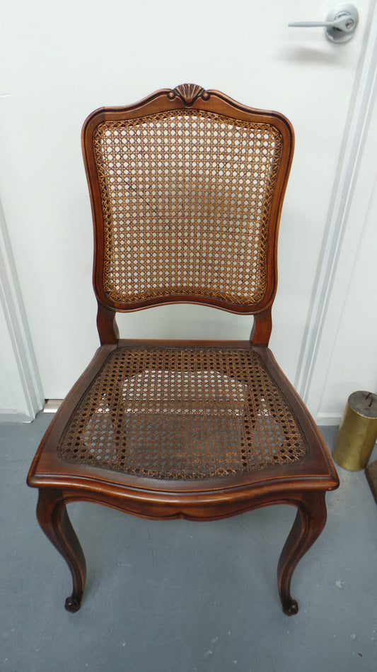 Set Of Six French Oak Chairs With Cane Seat And Back