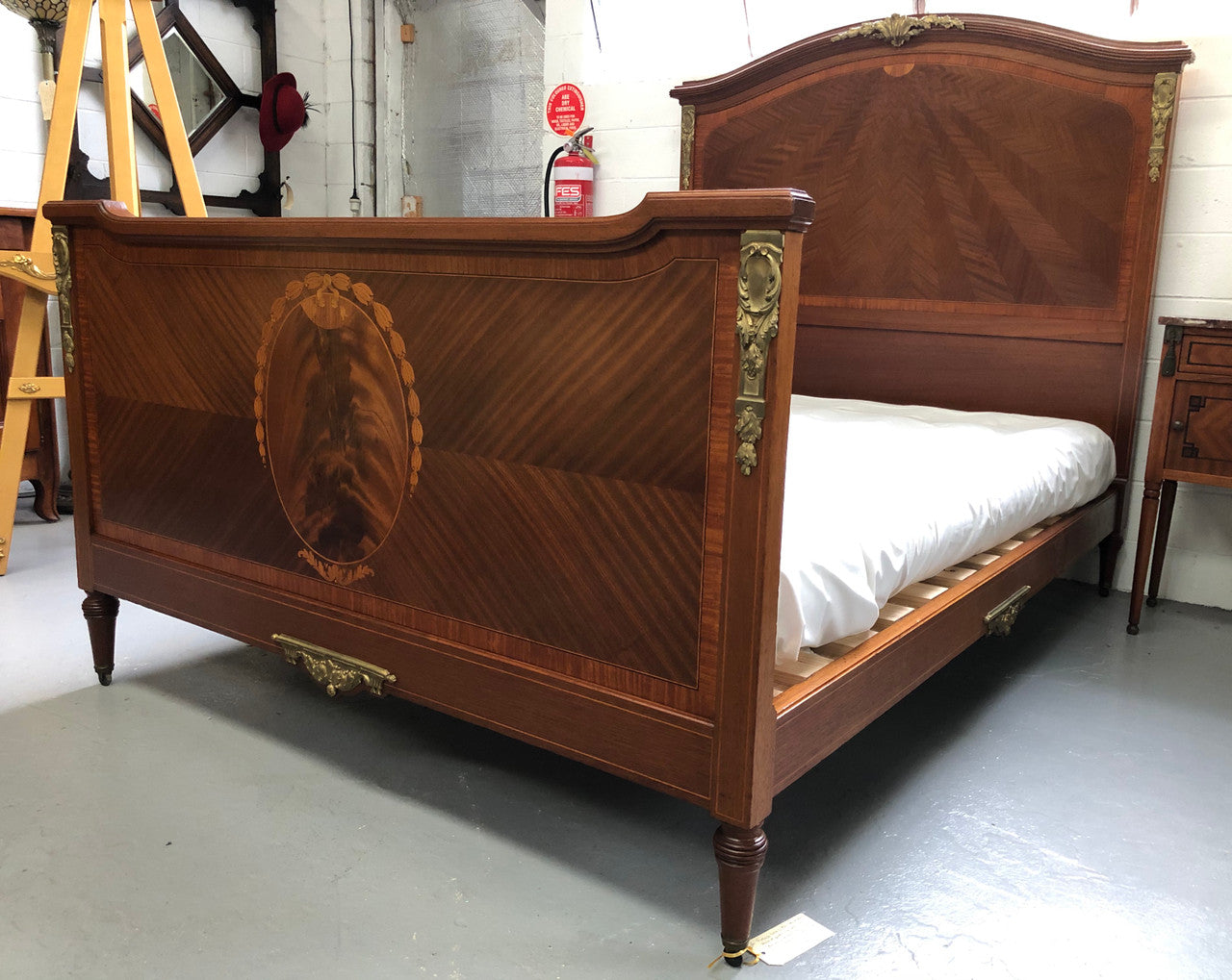 French Louis XVI Style Walnut Queen Size Bed
