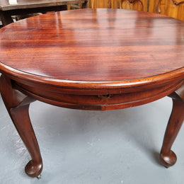 Australian Blackwood Fixed Oval Dining Table with Queen Anne Legs and Castors