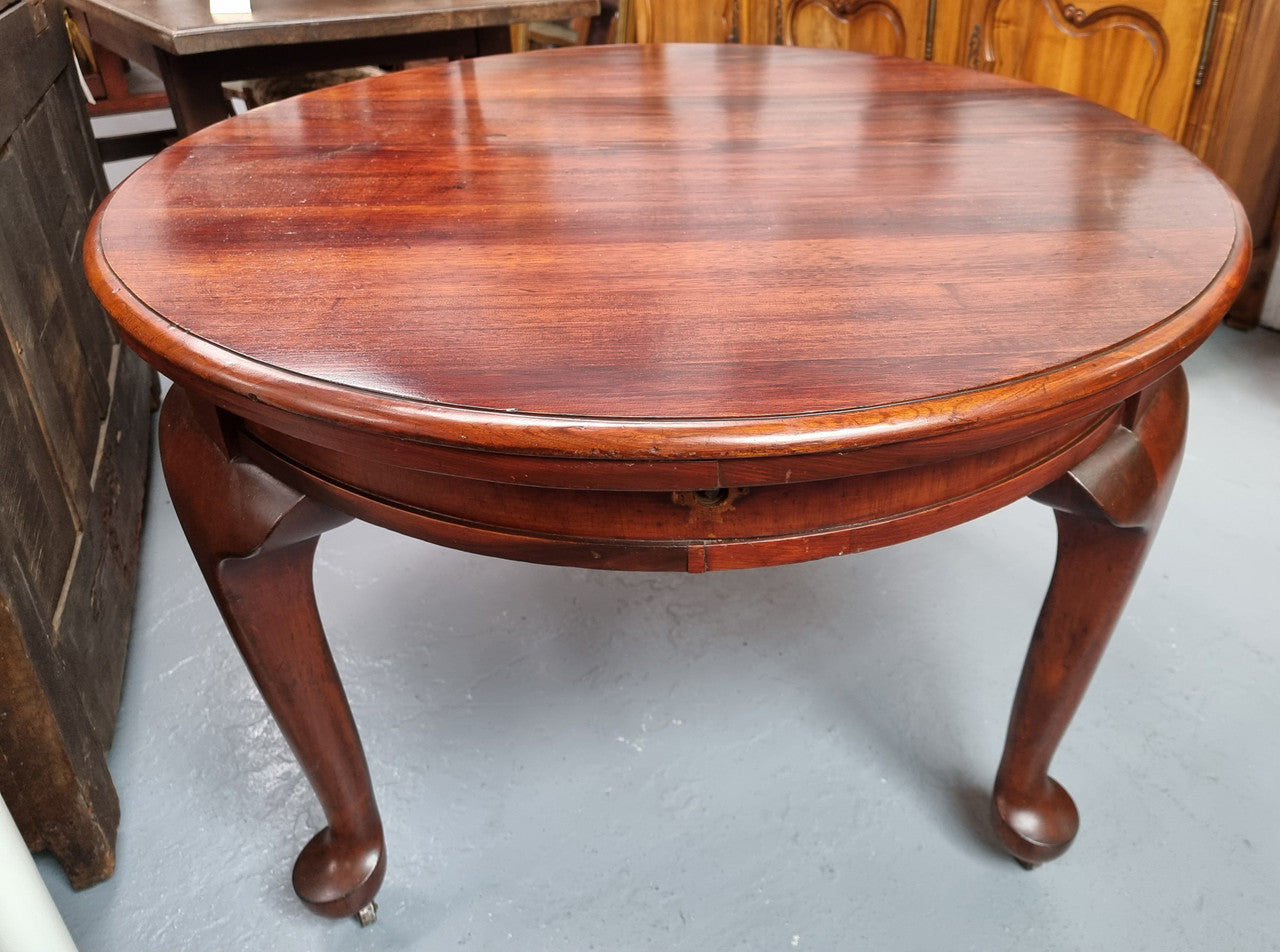 Australian Blackwood Fixed Oval Dining Table with Queen Anne Legs and Castors | Antique & Vintage | Moonee Ponds Antiques | Australia Wide Delivery