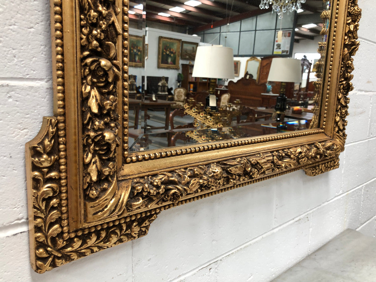 Antique French 19th Century Gilt & Floral Wall-Mantle Mirror | Antique & Vintage | Moonee Ponds Antiques | Australia Wide Delivery