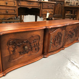 Fabulous Carved Oak Low Line TV Cabinet