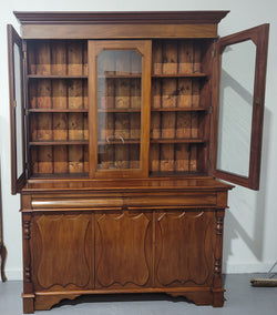 Edwardian Mahogany Bookcase With 3 Glass Display Doors & 3 Shield Cupboards Below | Antique & Vintage | Moonee Ponds Antiques | Australia Wide Delivery