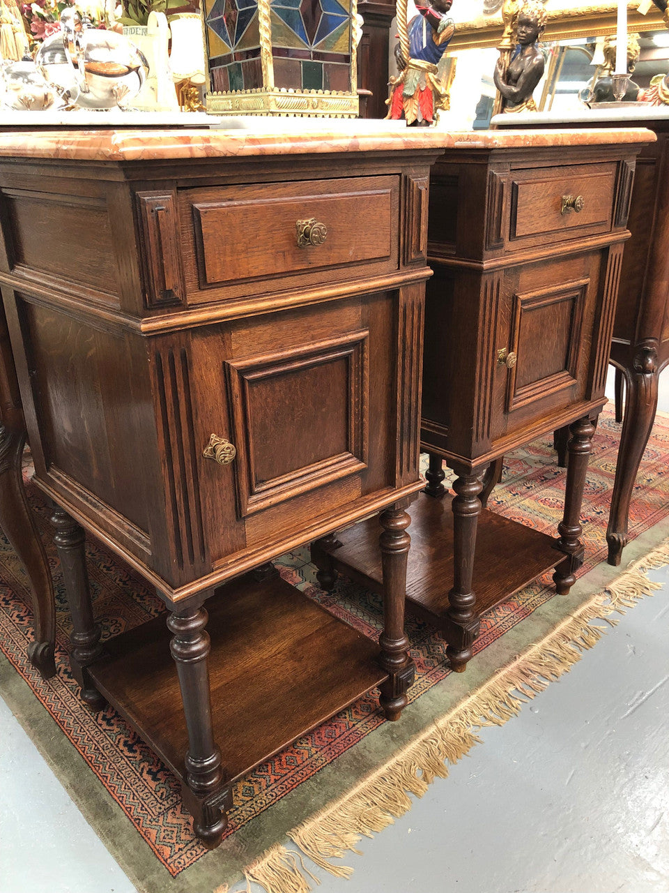 French Oak Marble Topped Bedsides | Antique & Vintage | Moonee Ponds Antiques | Australia Wide Delivery