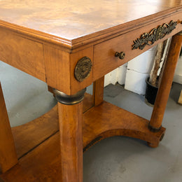Art Deco Empire Style Console/Desk. It has a mirror underneath and a dawer. It could be used as a console table or as a small desk. In good restored condition.