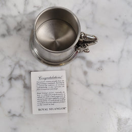 Royal Selangor pewter christening mug featuring an Elephant - Boxed. It has been sourced from locally and is in good original condition, please view photos as they help form part of the description.