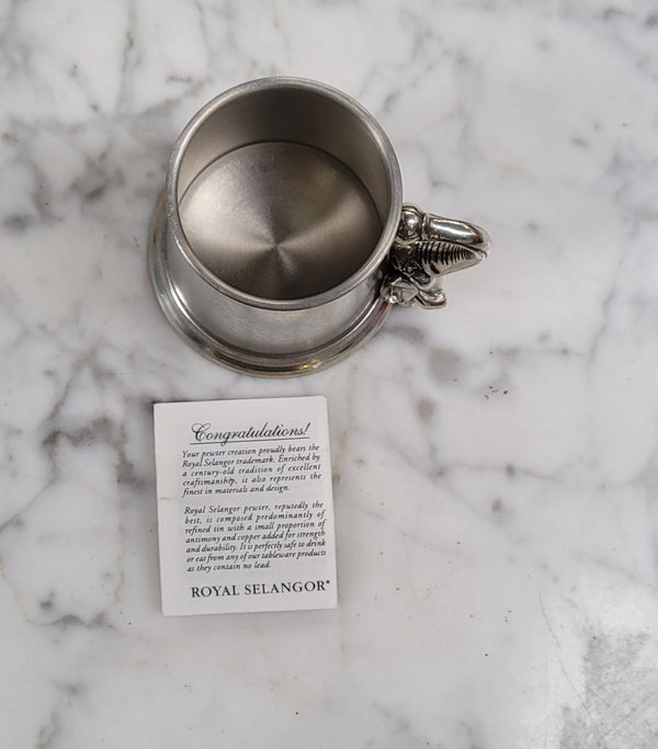 Royal Selangor pewter christening mug featuring an Elephant - Boxed. It has been sourced from locally and is in good original condition, please view photos as they help form part of the description.