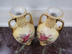Pair of Edwardian Austrian Hand Painted Vases | Antique & Vintage | Moonee Ponds Antiques | Australia Wide Delivery