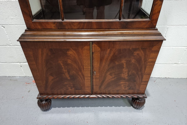 Beautiful Edwardian Walnut and Figured Walnut display cabinet of pleasing narrow proportions. In good original detailed condition