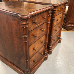 Lovely Pair Of Victorian Burr Walnut Bedside Cabinets