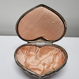 Vintage Silver Plated & Embossed Design Heart Shape Trinket Box