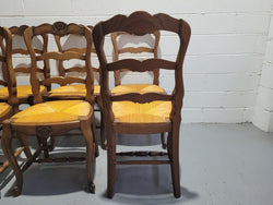 Set of 6 French Louis XV Oak Dining Chairs With Rush Seats | Antique & Vintage | Moonee Ponds Antiques | Australia Wide Delivery