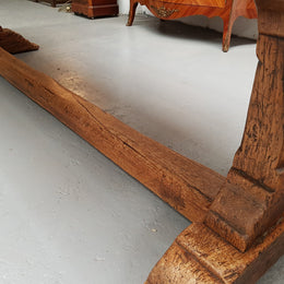 Superb 19th Century French Oak Pedestal Refectory Table Rustic Farmhouse