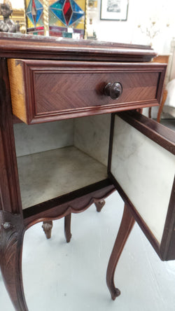 French Rosewood Inset Marble Top Single Bedside Cabinet | Antique & Vintage | Moonee Ponds Antiques | Australia Wide Delivery