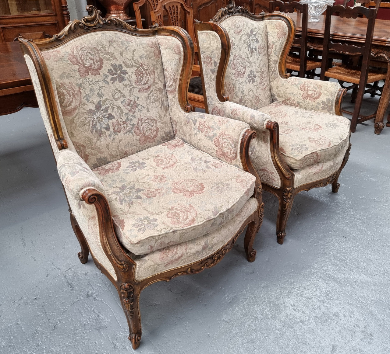 Beautiful Pair of French Gilt and Upholstered Bergere Chairs | Antique & Vintage | Moonee Ponds Antiques | Australia Wide Delivery