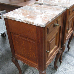 Pair French Oak Bedside Cabinets