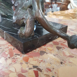 French Art Deco P. Berjean "chasse a la Lionne" Bronze | Antique & Vintage | Moonee Ponds Antiques | Australia Wide Delivery