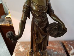 Rare French Bronze "Flower Seller" By Eugene Antoine Aizelin | Antique & Vintage | Moonee Ponds Antiques | Australia Wide Delivery