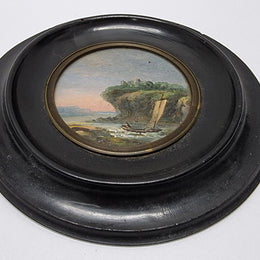 Victorian hand painted miniature sea scene. It is in good original condition and has been sourced locally. Please view photos as they help form part of the description.
