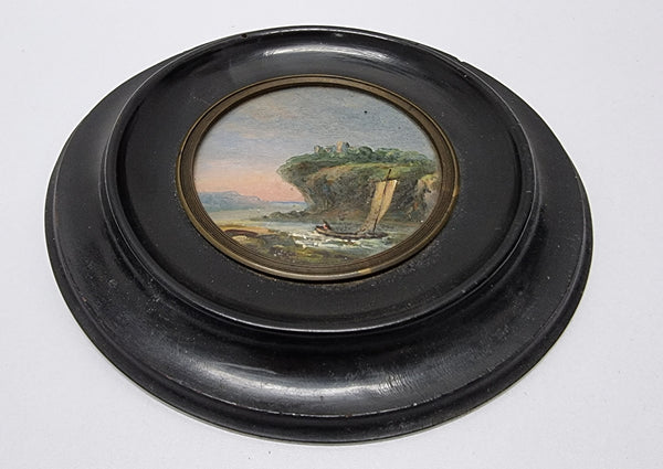 Victorian hand painted miniature sea scene. It is in good original condition and has been sourced locally. Please view photos as they help form part of the description.