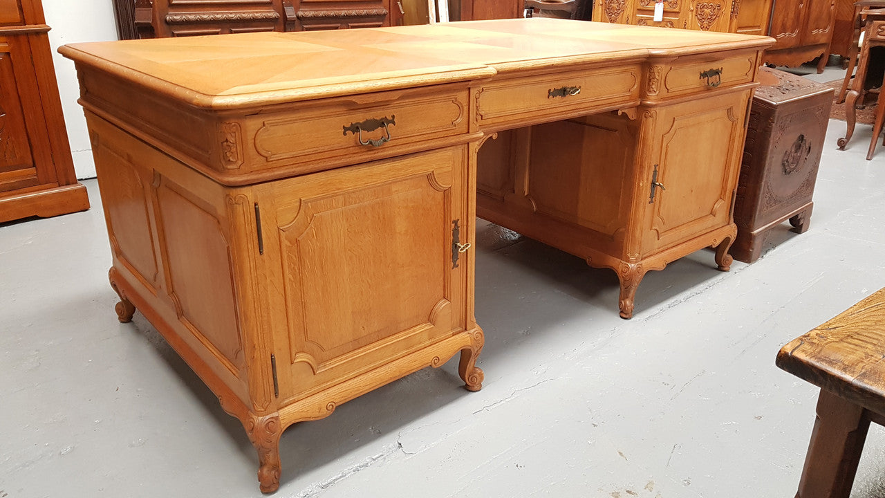 Louis XV Style Full Partners Desk With Parquetry Top | Antique & Vintage | Moonee Ponds Antiques | Australia Wide Delivery