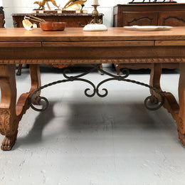 French Oak Spanish Style Extension Table