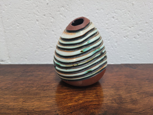 Poole Pottery carved Atlantis pen holder by "Guy Sydenham". Fully marked to Base.  9 cm tall.
